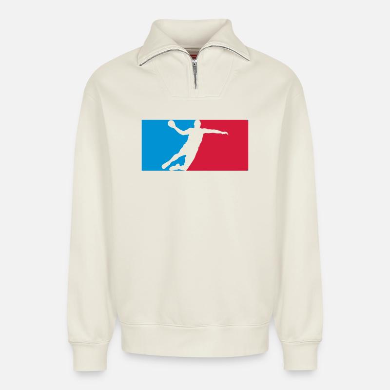 Handball - Relaxed Unisex Organic Half Zip Sweatshirt – von SPREAD - Naturweiß