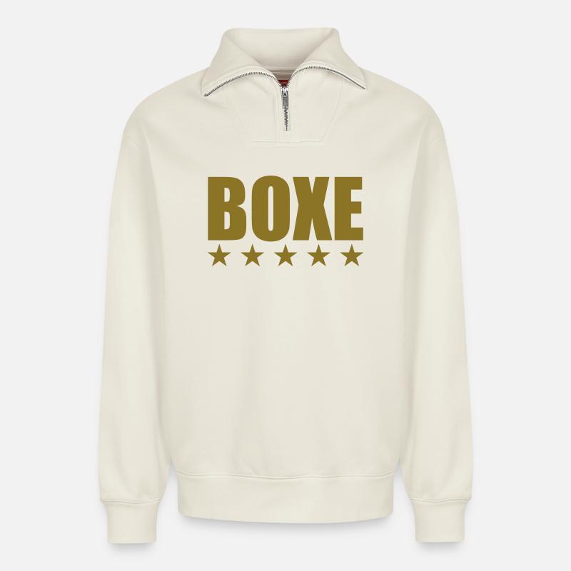 Boxe - Relaxed Unisex Organic Half Zip Sweatshirt – von SPREAD - Naturweiß