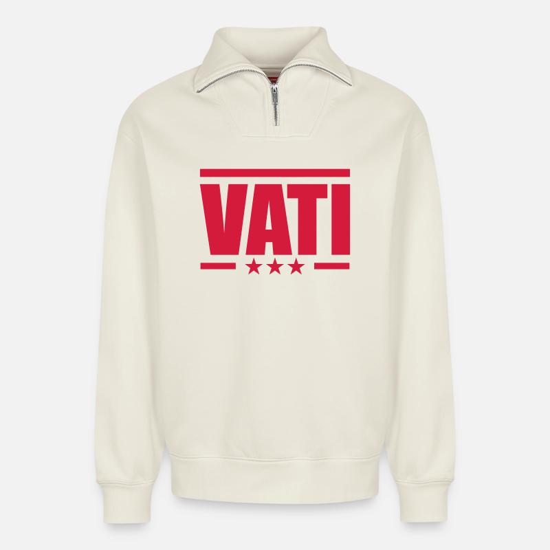 Vati - Relaxed Unisex Organic Half Zip Sweatshirt – von SPREAD - Naturweiß