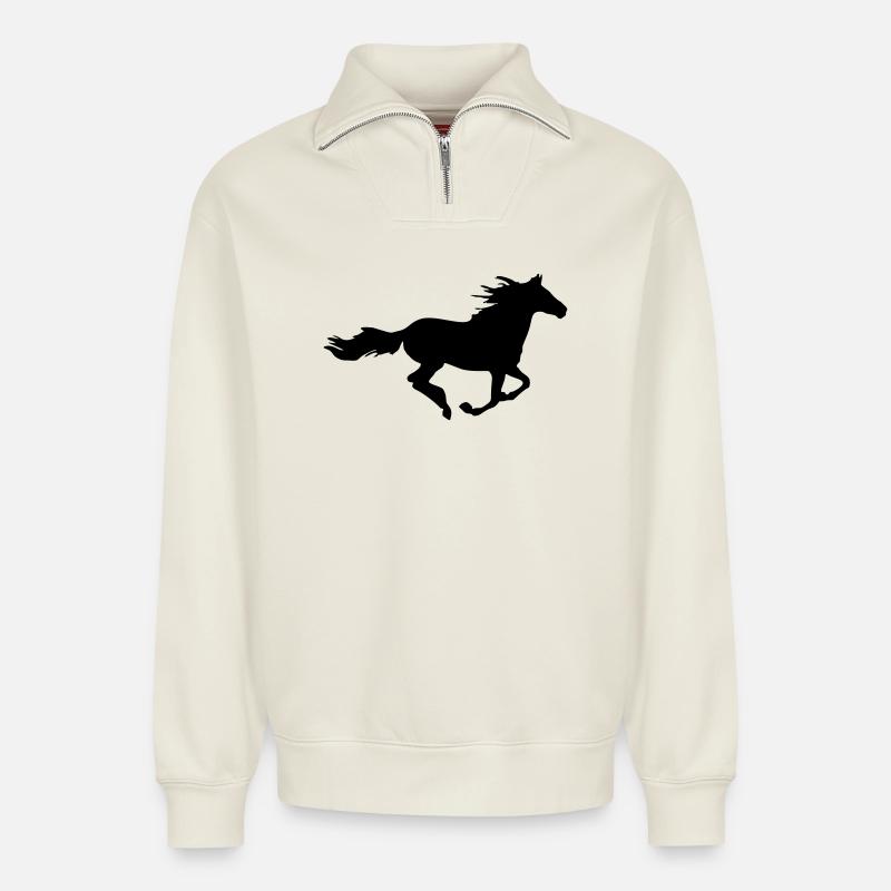 Wildpferd - Relaxed Unisex Organic Half Zip Sweatshirt – von SPREAD - Naturweiß