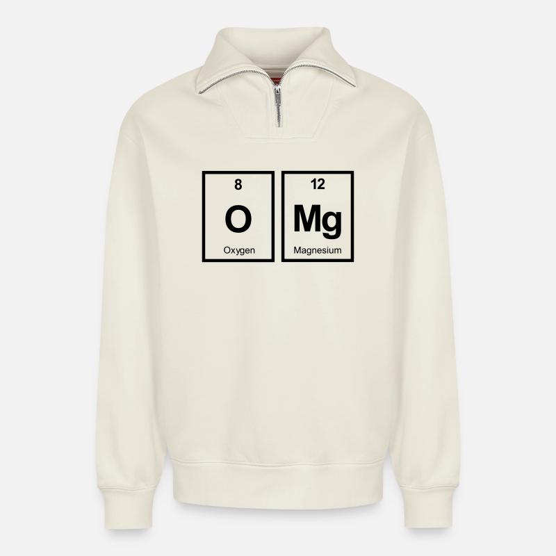 omg - Relaxed Unisex Organic Half Zip Sweatshirt – by SPREAD - off white