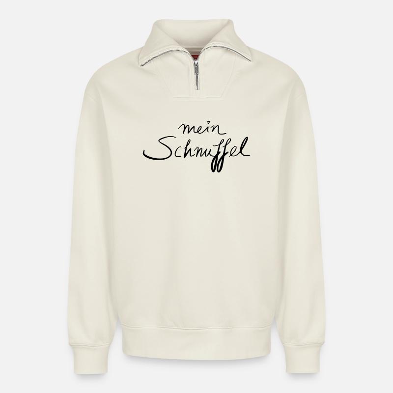 mein Schnuffel - Relaxed Unisex Organic Half Zip Sweatshirt – von SPREAD - Naturweiß