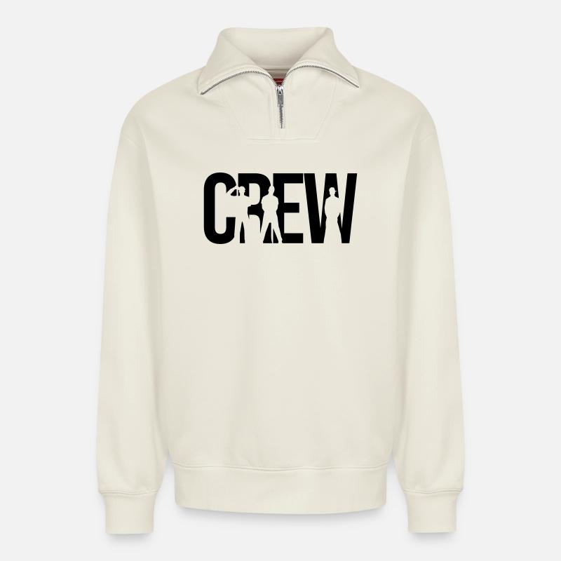 crew - Relaxed Unisex Organic Half Zip Sweatshirt – von SPREAD - Naturweiß