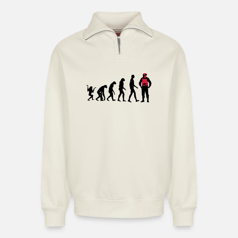 Police - Relaxed Unisex Organic Half Zip Sweatshirt – von SPREAD - Naturweiß