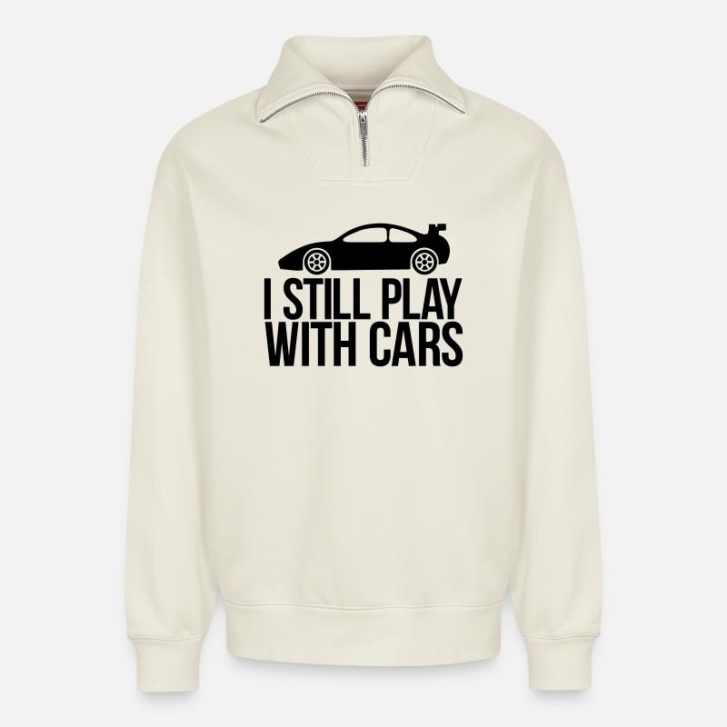 auto - Relaxed Unisex Organic Half Zip Sweatshirt – von SPREAD - Naturweiß