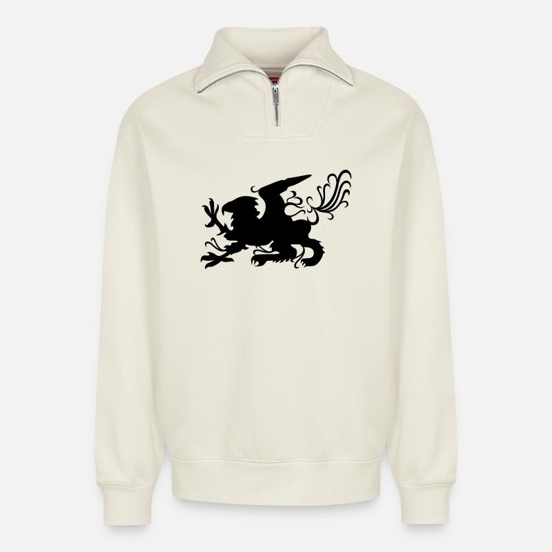 Greif - Relaxed Unisex Organic Half Zip Sweatshirt – von SPREAD - Naturweiß