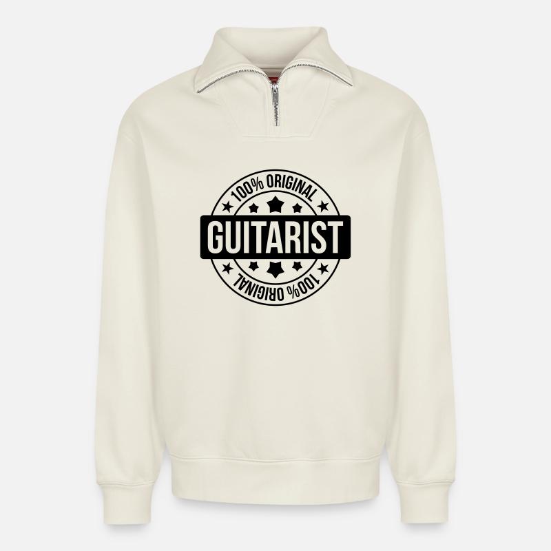 Guitarist - Relaxed Unisex Organic Half Zip Sweatshirt – von SPREAD - Naturweiß