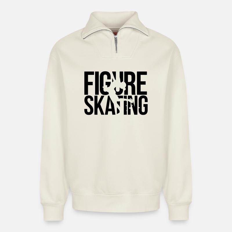 Eiskunstlauf - Relaxed Unisex Organic Half Zip Sweatshirt – von SPREAD - Naturweiß