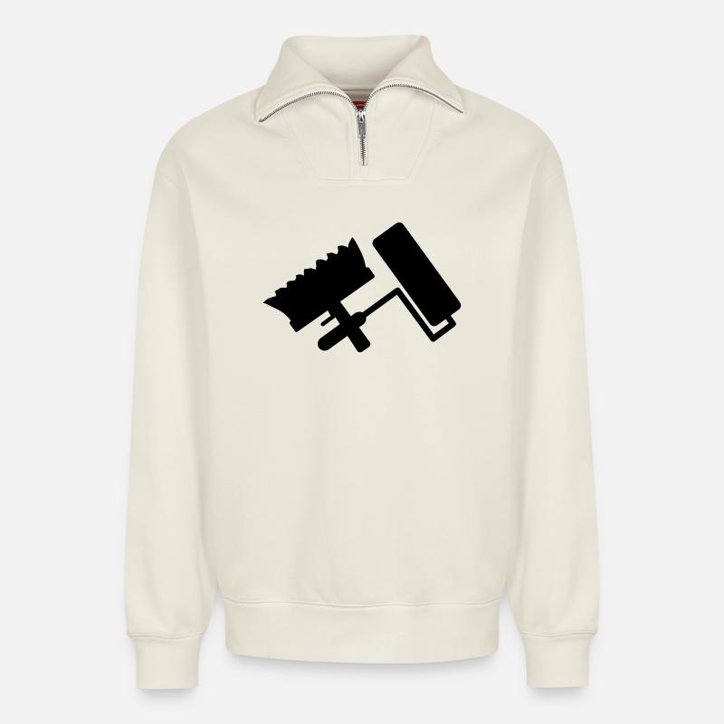 painter - Relaxed Unisex Organic Half Zip Sweatshirt – by SPREAD - off white