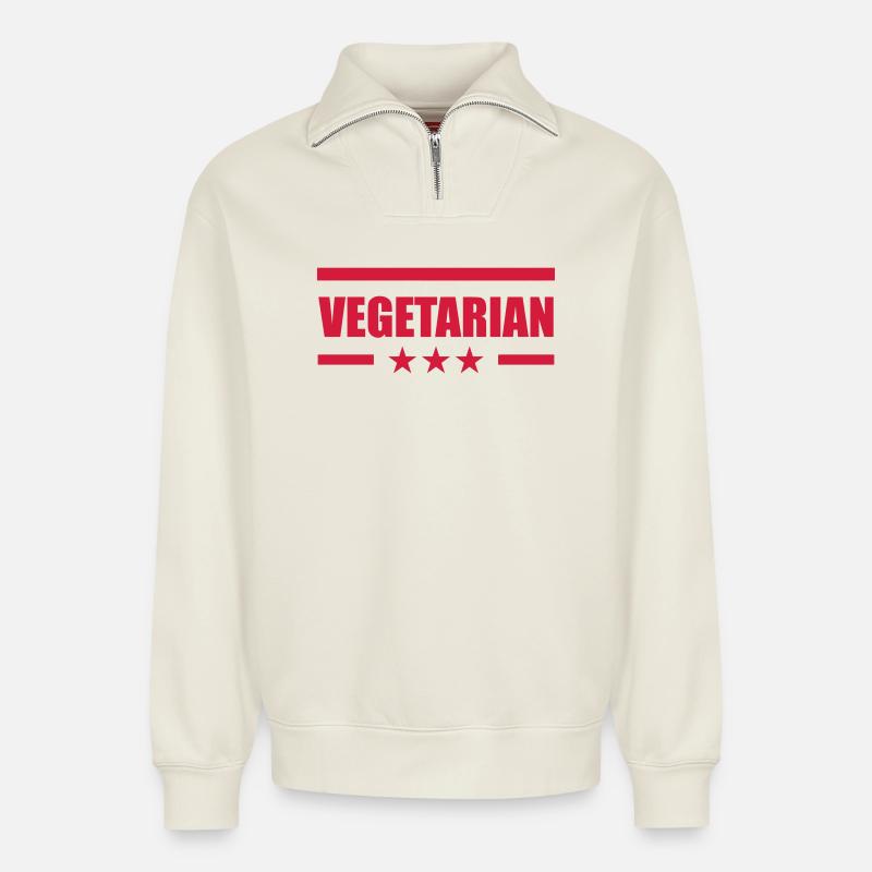 Vegetarian - Relaxed Unisex Organic Half Zip Sweatshirt – von SPREAD - Naturweiß