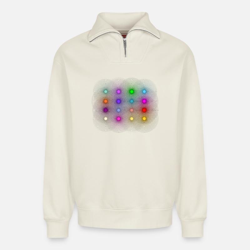Disco / Party Licht - Relaxed Unisex Organic Half Zip Sweatshirt – von SPREAD - Naturweiß