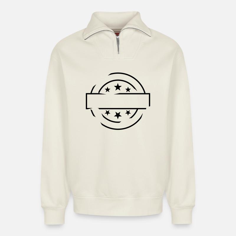 personalisierbar stempel - Relaxed Unisex Organic Half Zip Sweatshirt – von SPREAD - Naturweiß
