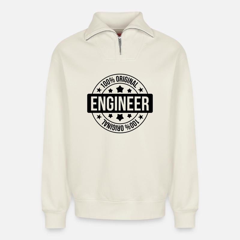 Engineer - Relaxed Unisex Organic Half Zip Sweatshirt – by SPREAD - off white