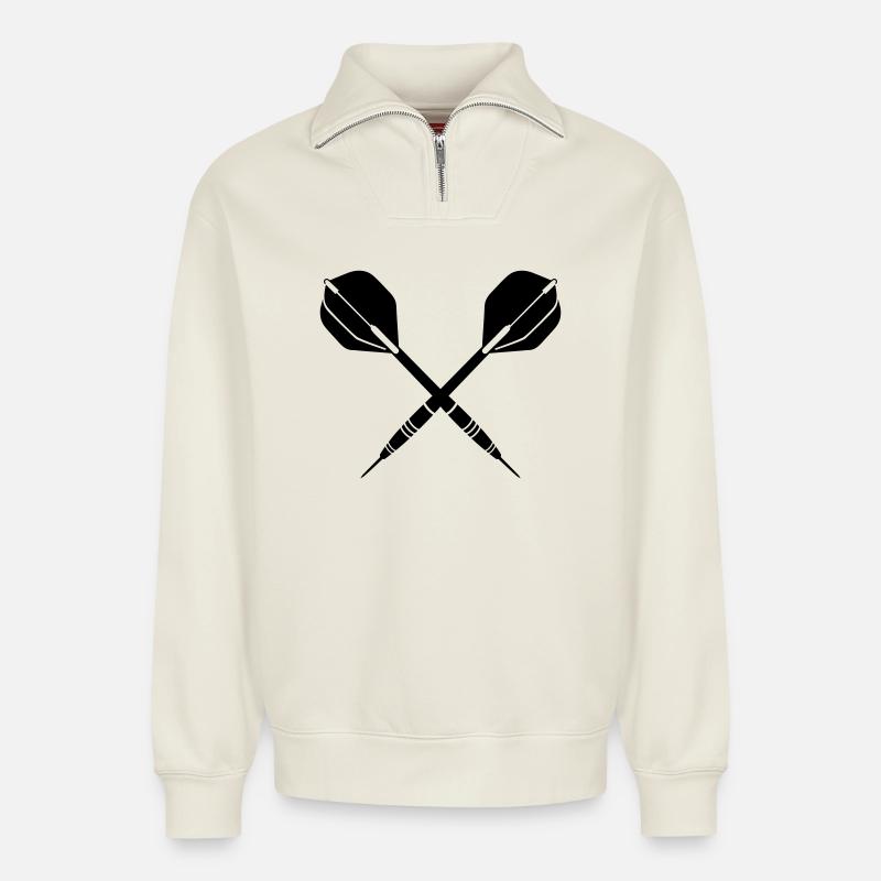 darts - Relaxed Unisex Organic Half Zip Sweatshirt – by SPREAD - off white