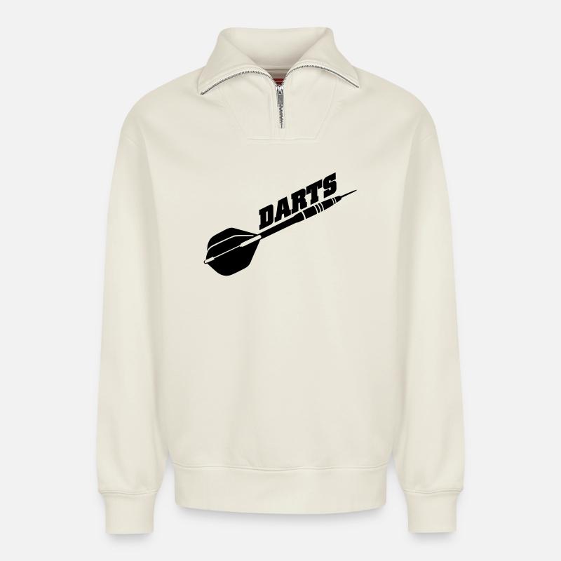 darts - Relaxed Unisex Organic Half Zip Sweatshirt – von SPREAD - Naturweiß