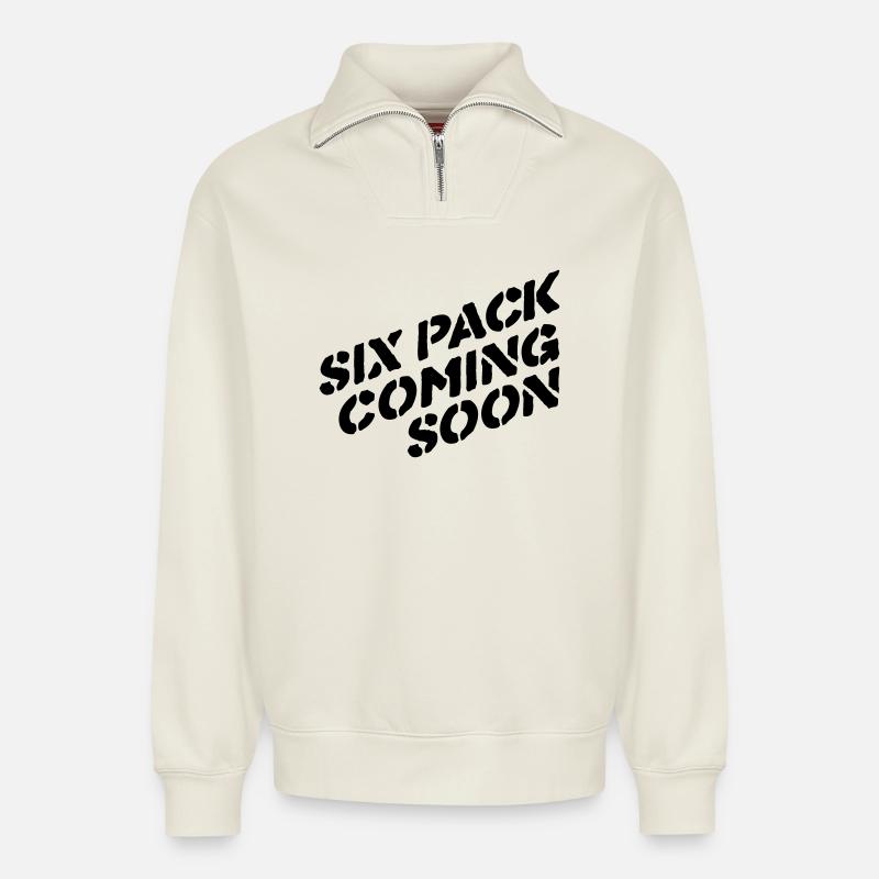 six pack - Relaxed Unisex Organic Half Zip Sweatshirt – von SPREAD - Naturweiß