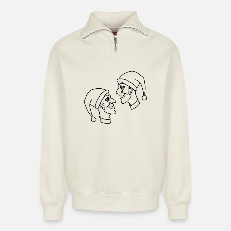 doll - Relaxed Unisex Organic Half Zip Sweatshirt – by SPREAD - off white