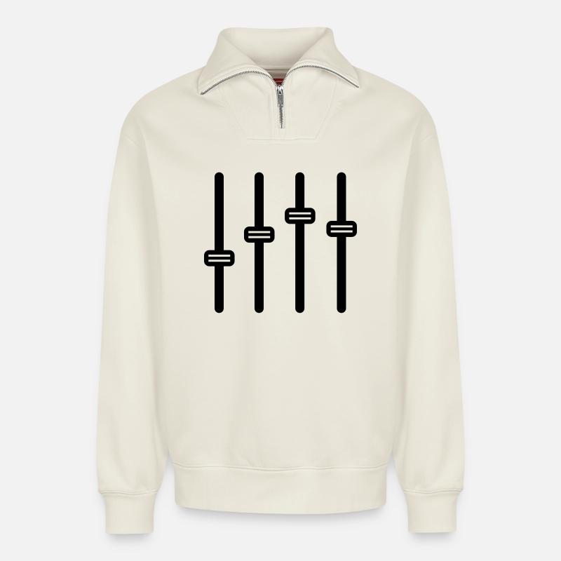 audio - Relaxed Unisex Organic Half Zip Sweatshirt – by SPREAD - off white