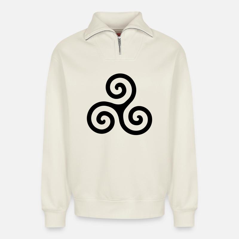 Spirale - Relaxed Unisex Organic Half Zip Sweatshirt – von SPREAD - Naturweiß
