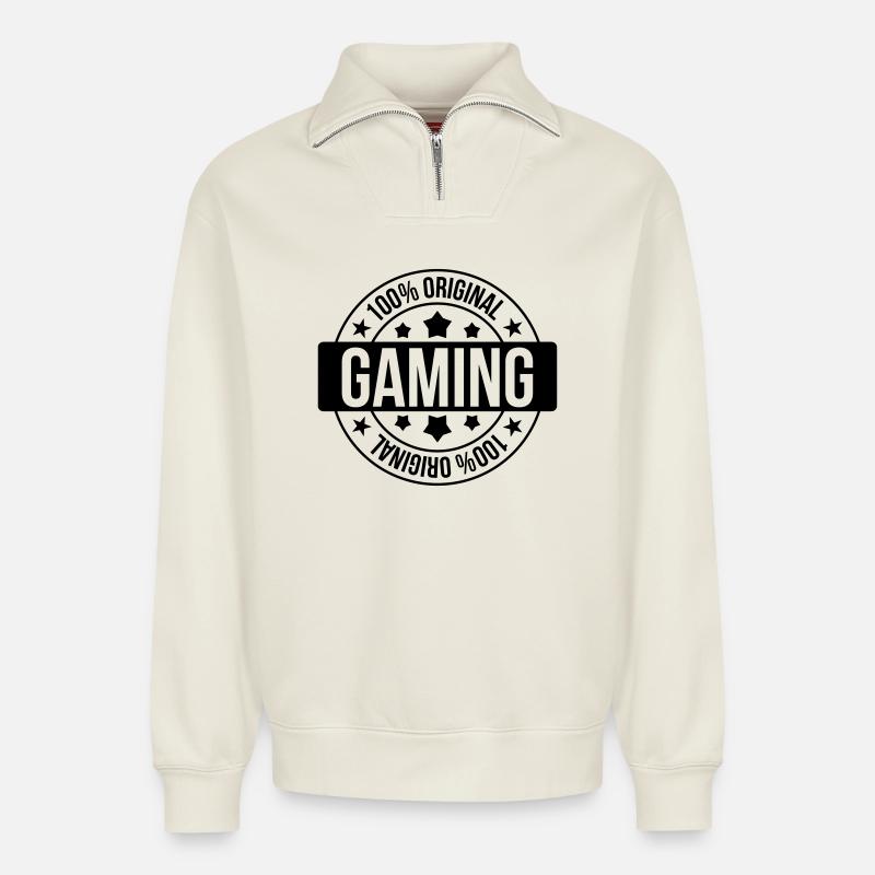 Gamer / Gaming - Relaxed Unisex Organic Half Zip Sweatshirt – von SPREAD - Naturweiß