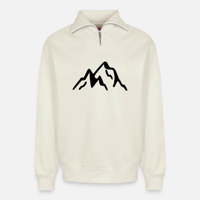 Gebirge - Relaxed Unisex Organic Half Zip Sweatshirt – von SPREAD - Naturweiß