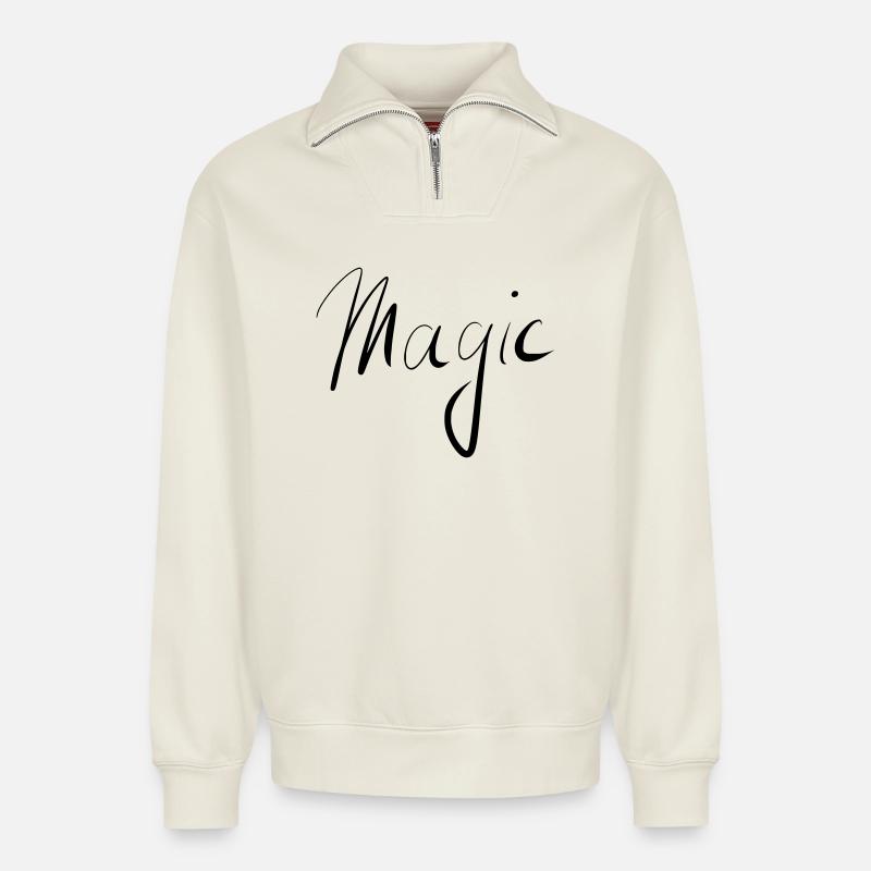Magic - Relaxed Unisex Organic Half Zip Sweatshirt – by SPREAD - off white