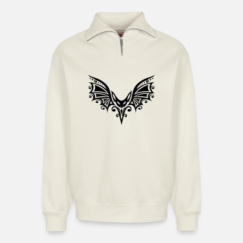 Fledermaus mit großen Flügeln - Relaxed Unisex Organic Half Zip Sweatshirt – von SPREAD - Naturweiß