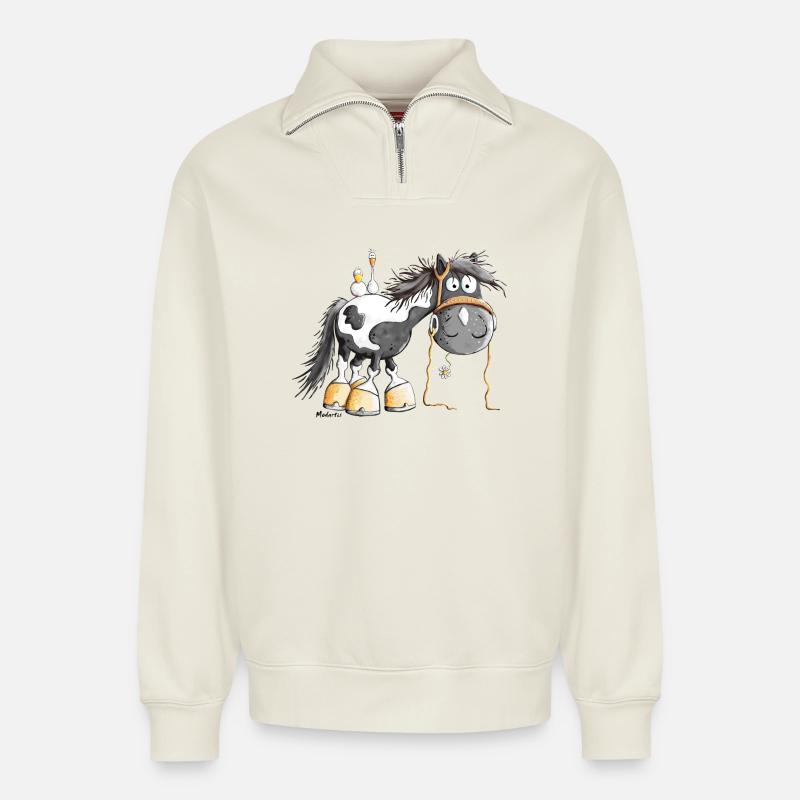 Mignon Pinto - Sweat unisexe décontracté en coton biologique à demi-zip – de SPREAD - blanc cassé