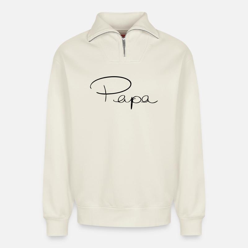 Dad - Relaxed Unisex Organic Half Zip Sweatshirt – by SPREAD - off white