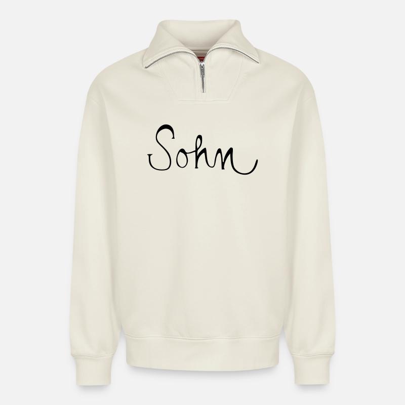 Son - Relaxed Unisex Organic Half Zip Sweatshirt – by SPREAD - off white