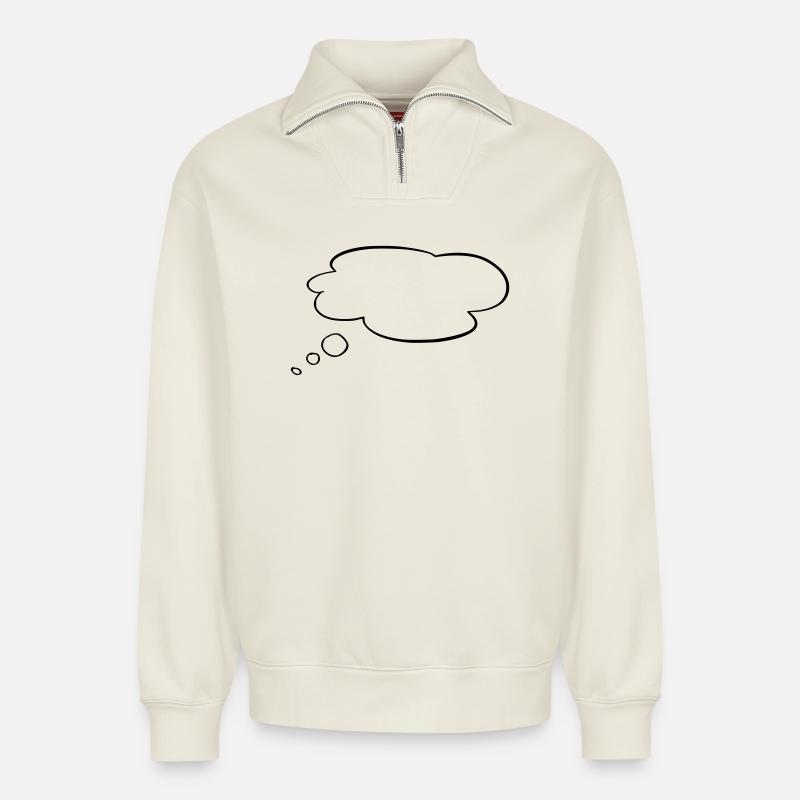 Gedankenblase - Relaxed Unisex Organic Half Zip Sweatshirt – von SPREAD - Naturweiß