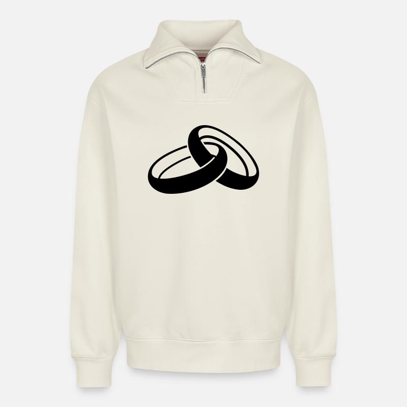 wedding - Relaxed Unisex Organic Half Zip Sweatshirt – by SPREAD - off white
