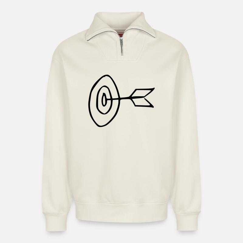 Cible - Sweat unisexe décontracté en coton biologique à demi-zip – de SPREAD - blanc cassé