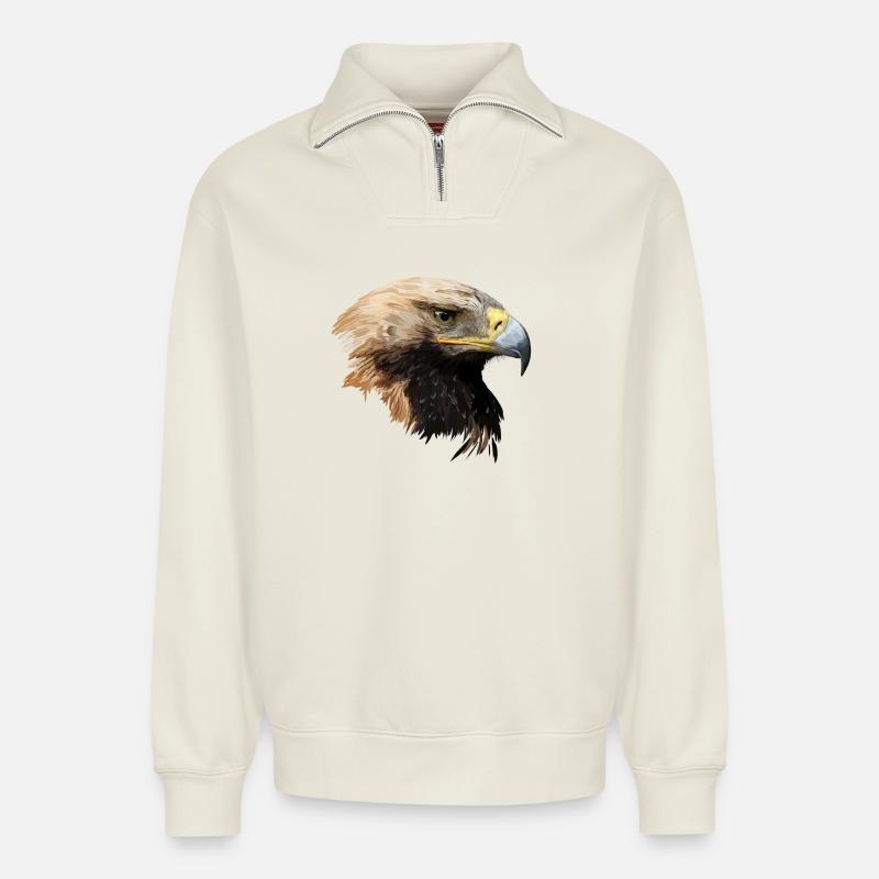 Adler - Relaxed Unisex Organic Half Zip Sweatshirt – von SPREAD - Naturweiß