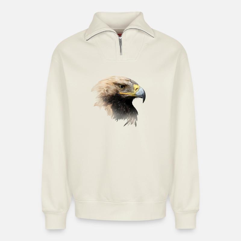 Adler - Relaxed Unisex Organic Half Zip Sweatshirt – von SPREAD - Naturweiß