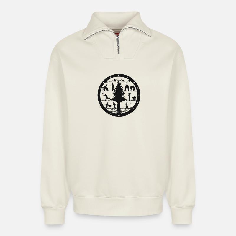 Vibration proof - Relaxed Unisex Organic Half Zip Sweatshirt – by SPREAD - off white