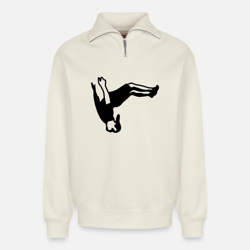 free running - Relaxed Unisex Organic Half Zip Sweatshirt – von SPREAD - Naturweiß