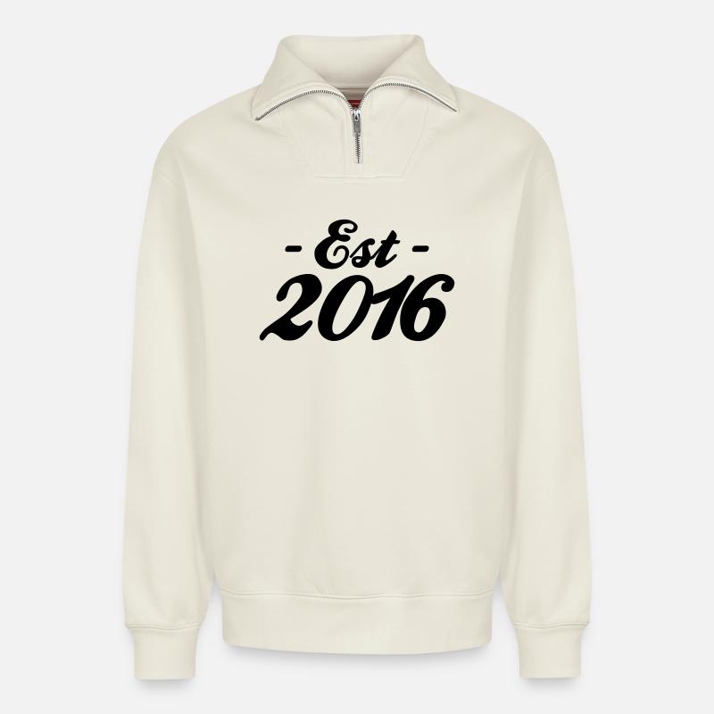 established 2016 - Relaxed Unisex Organic Half Zip Sweatshirt – by SPREAD - off white