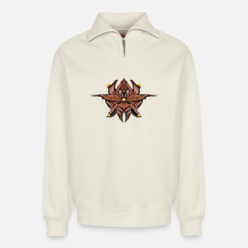 Steampunk aviator - Relaxed Unisex Organic Half Zip Sweatshirt – von SPREAD - Naturweiß