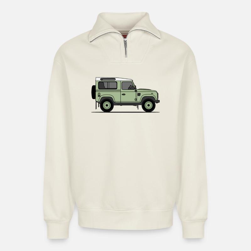 Verteidiger 90 - Relaxed Unisex Organic Half Zip Sweatshirt – von SPREAD - Naturweiß