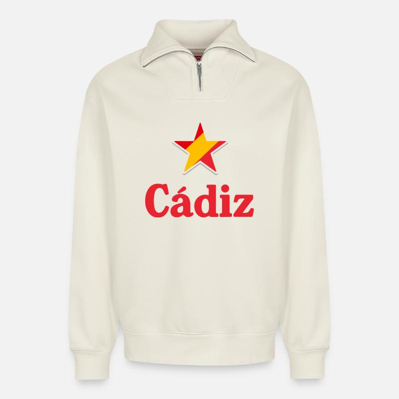 Sterne von Spanien - Cadiz - Relaxed Unisex Organic Half Zip Sweatshirt – von SPREAD - Naturweiß