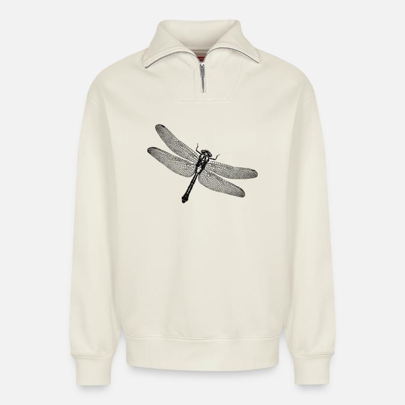 Libelle - Relaxed Unisex Organic Half Zip Sweatshirt – von SPREAD - Naturweiß