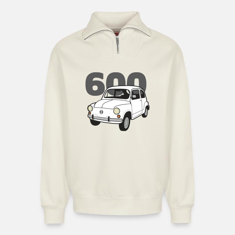 600 weiße V2 - Relaxed Unisex Organic Half Zip Sweatshirt – von SPREAD - Naturweiß