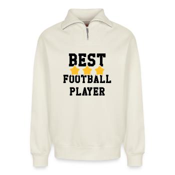 Football / Fußball / Soccer / Fútbol / Calcio - Relaxed Unisex Organic Half Zip Sweatshirt – von SPREAD - Naturweiß - Vorne