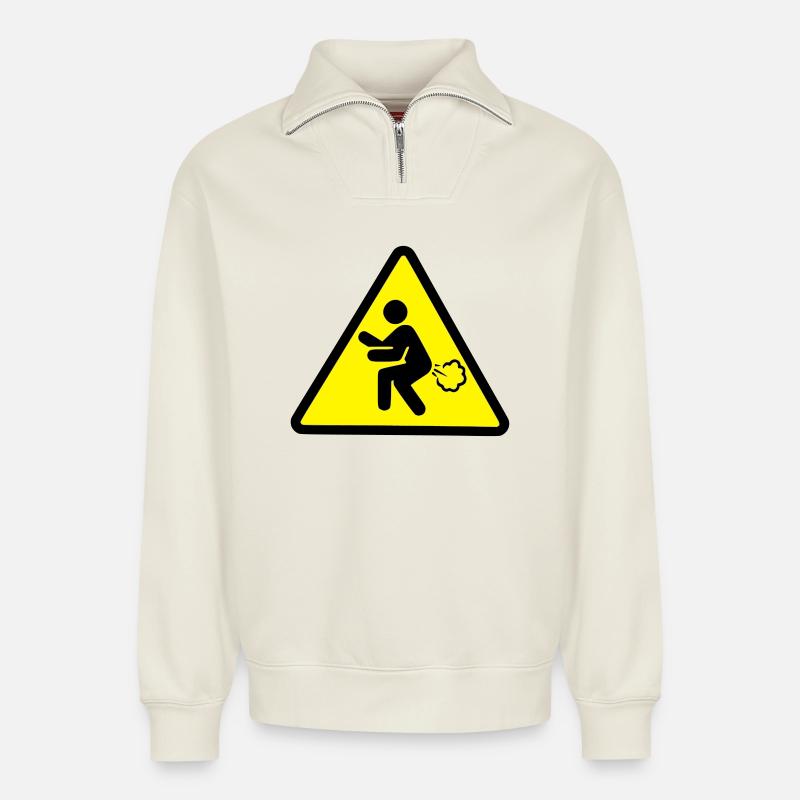 fart - Relaxed Unisex Organic Half Zip Sweatshirt – by SPREAD - off white