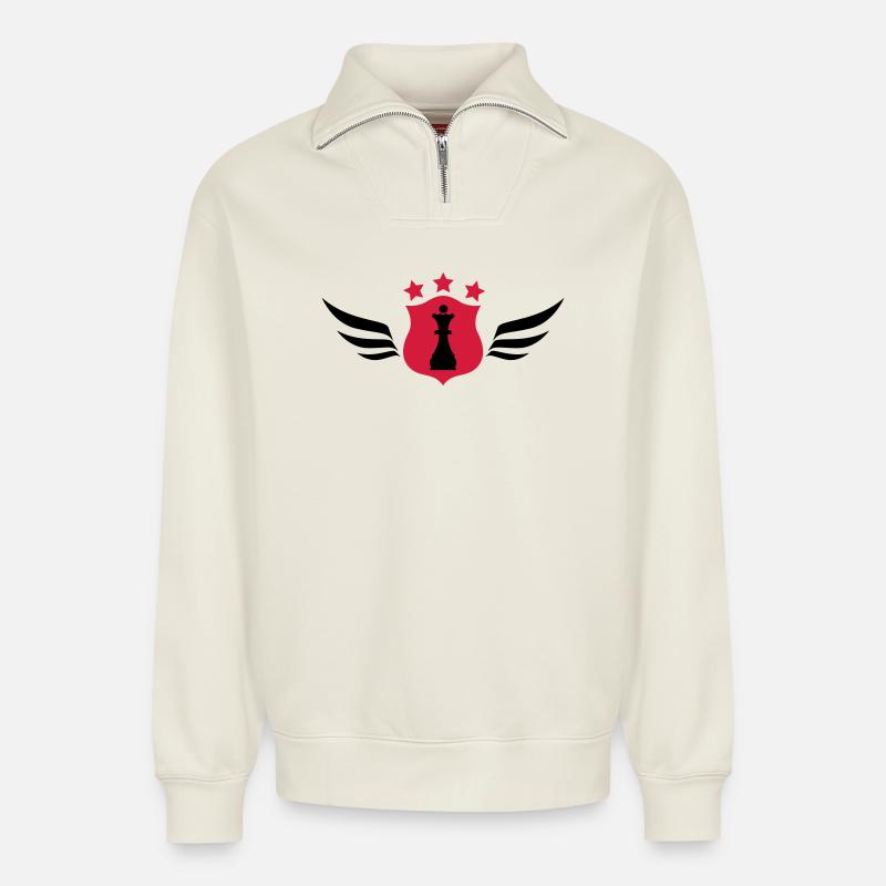 Chess / Schach / Spiel / Geek - Relaxed Unisex Organic Half Zip Sweatshirt – von SPREAD - Naturweiß