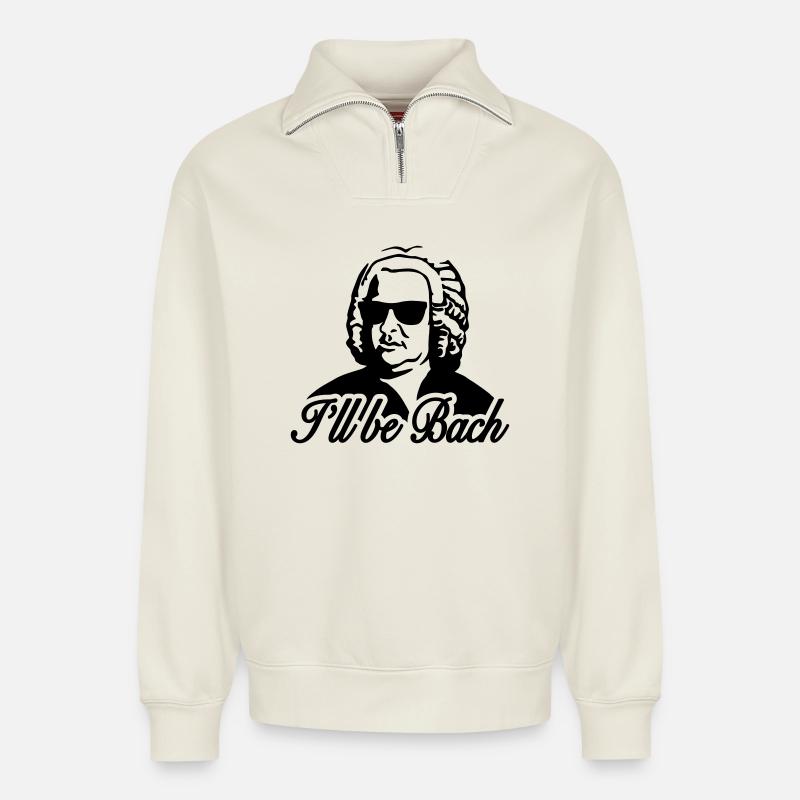 I'll be bach 2b - Sweat unisexe décontracté en coton biologique à demi-zip – de SPREAD - blanc cassé