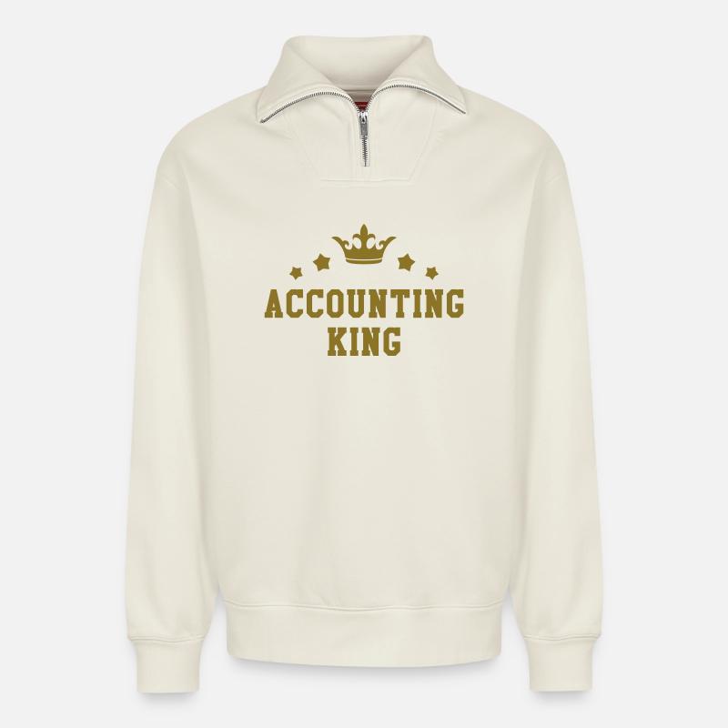 Accountant / Accounting / Comptable / Comptabilité - Relaxed Unisex Organic Half Zip Sweatshirt – by SPREAD - off white