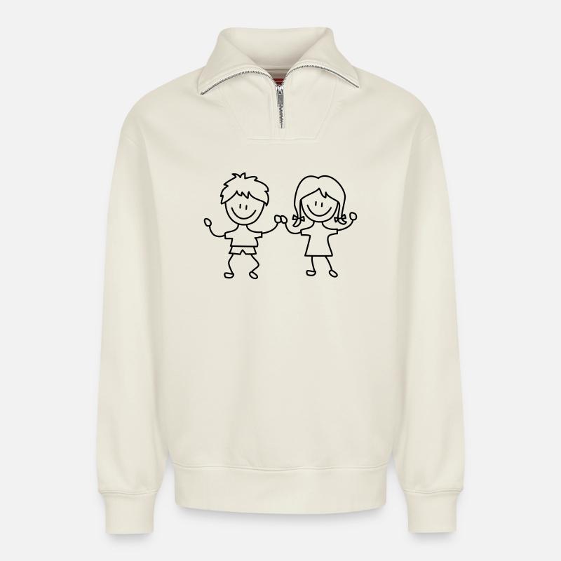 Kinder Kindergarten - Relaxed Unisex Organic Half Zip Sweatshirt – von SPREAD - Naturweiß