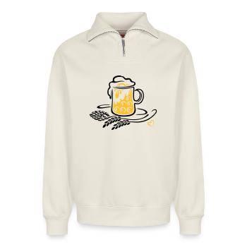 Beer Beer Mug Hops Wheat - Relaxed Unisex Organic Half Zip Sweatshirt – by SPREAD - off white - Front